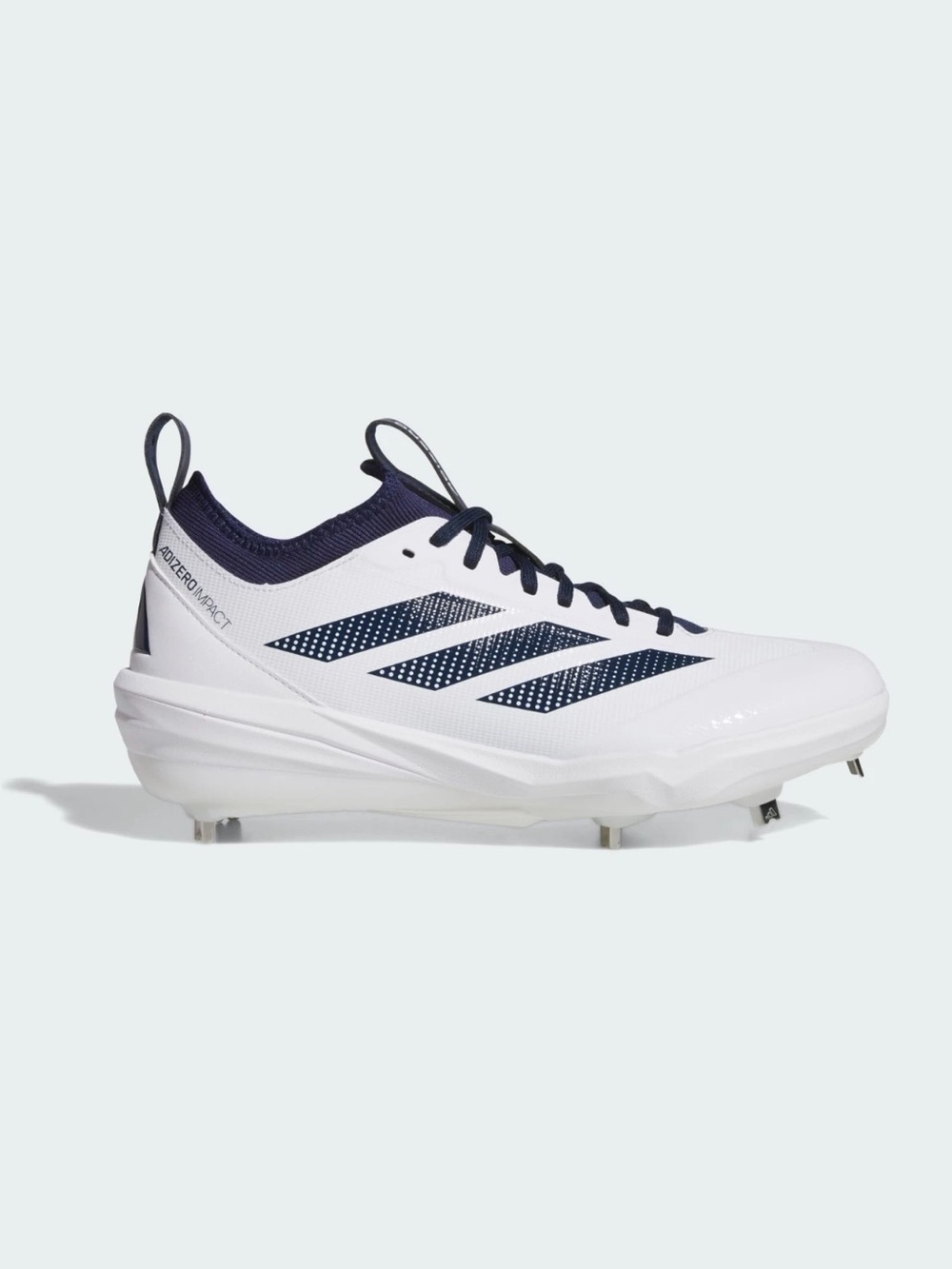 Adidas Adizero Impact 2.0 Cleats Men's Baseball Shoes JH6735 White and Navy Blue